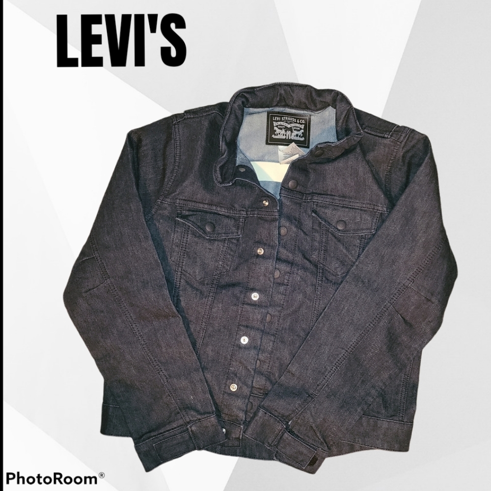 EuC Boys XL Levi Jean Jacket Dark Blue Rinse
